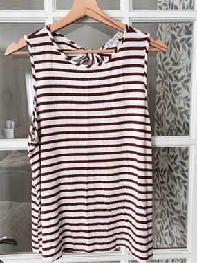 GREEN ENVELOPE Striped Sleeveless Tie Back Top Sz L
